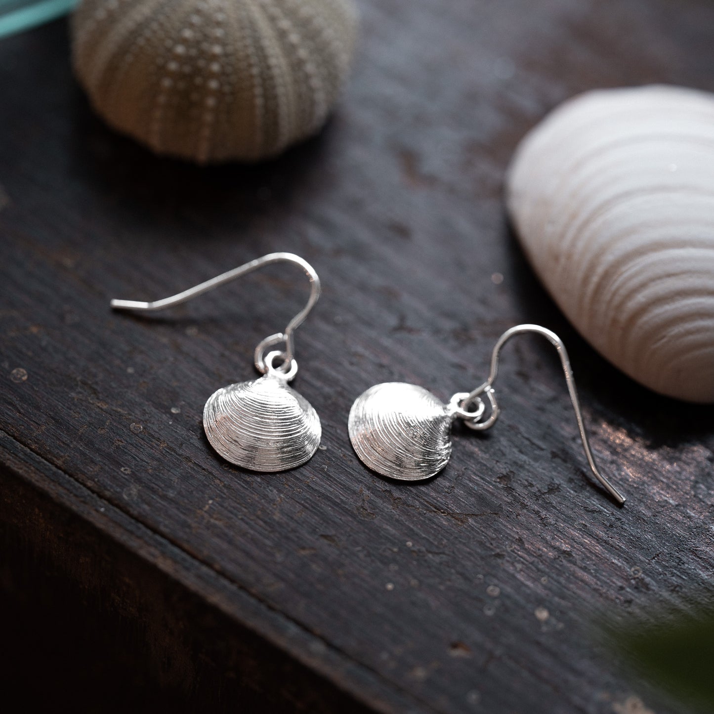 Sterling Silver Artemis Clam Shell Dangle Earrings