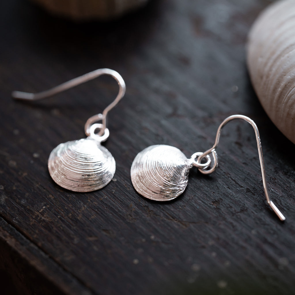 Sterling Silver Artemis Clam Shell Dangle Earrings
