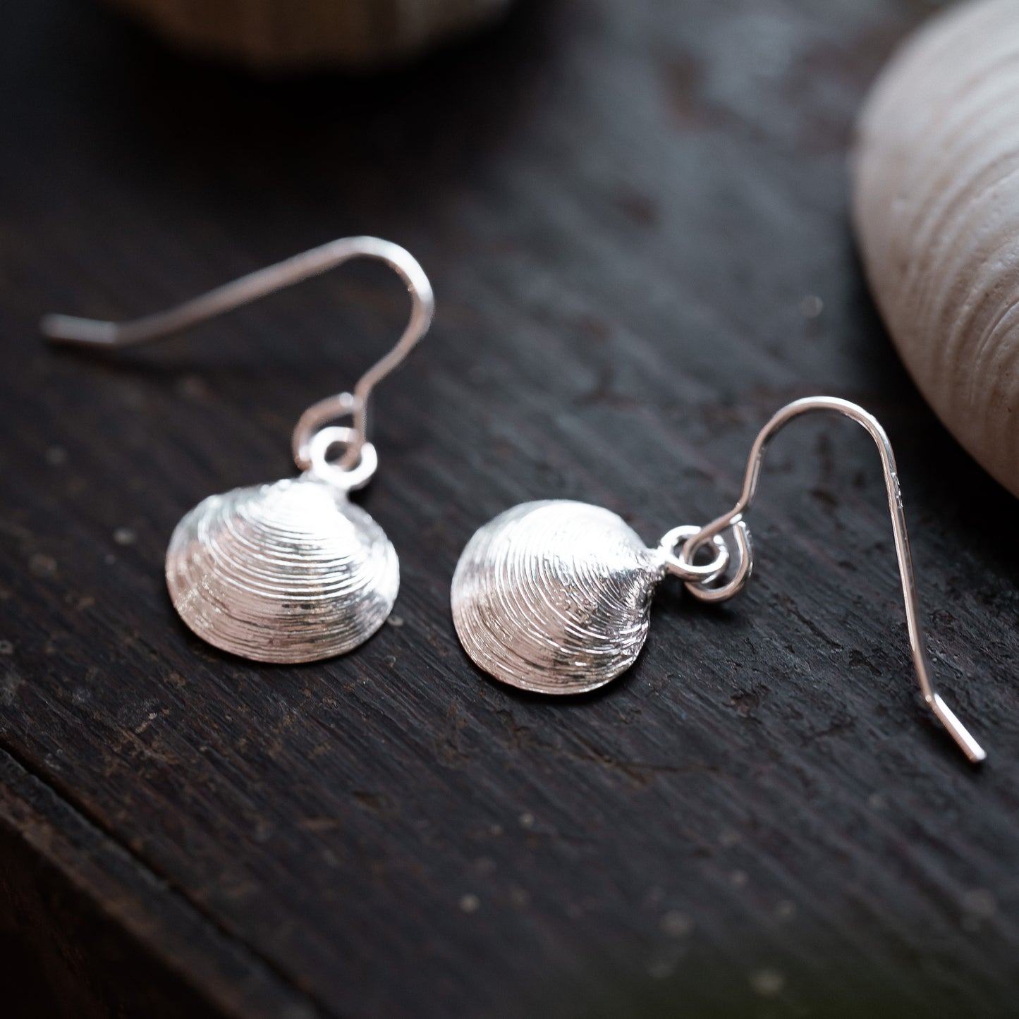 Sterling Silver Artemis Clam Shell Dangle Earrings