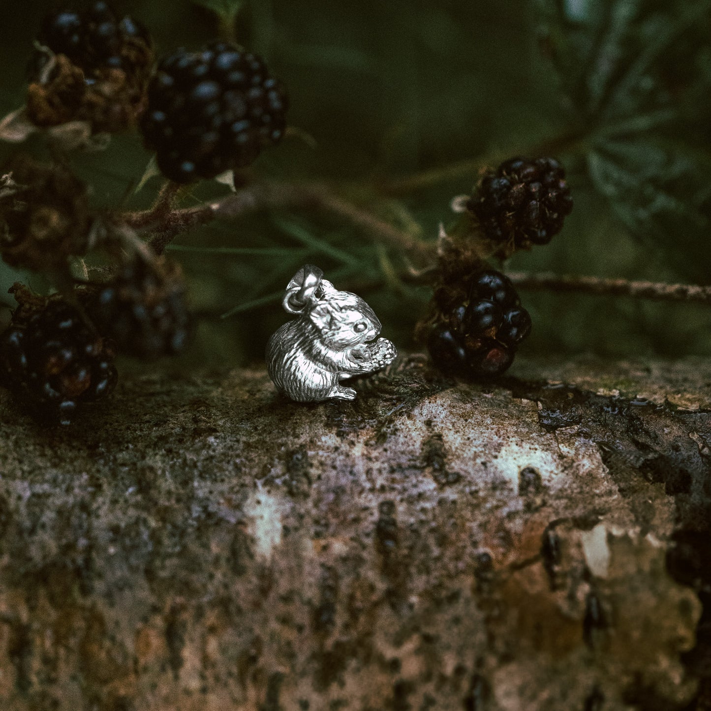 Hazel Dormouse with Berry Pendant