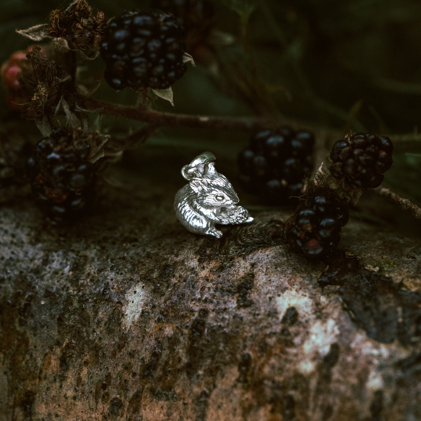 Hazel Dormouse with Berry Pendant