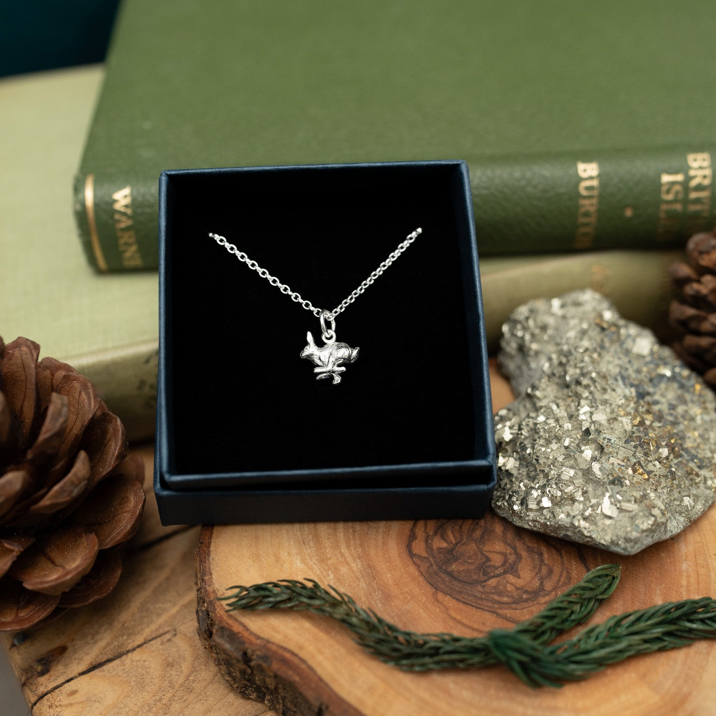 Small Silver Running Hare Charm Necklace