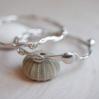 Sterling Silver Ocean Wave Shell Bangle