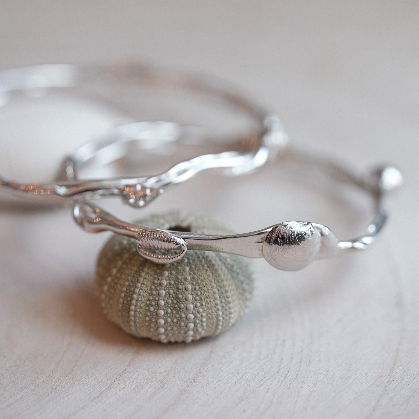 Sterling Silver Ocean Wave Shell Bangle