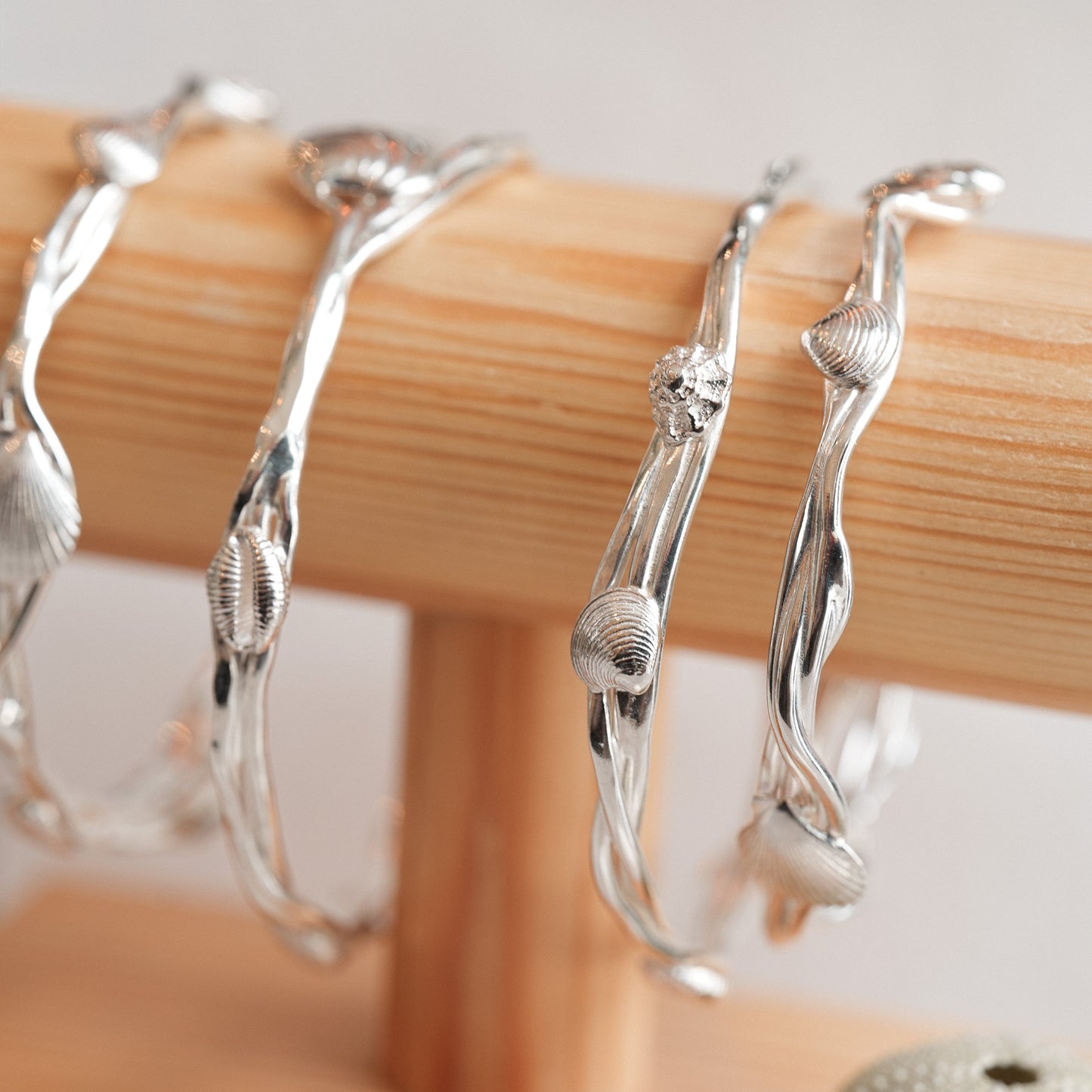 Sterling Silver Ocean Wave Shell Bangle