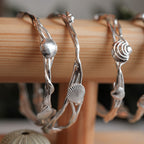 Sterling Silver Ocean Wave Shell Bangle
