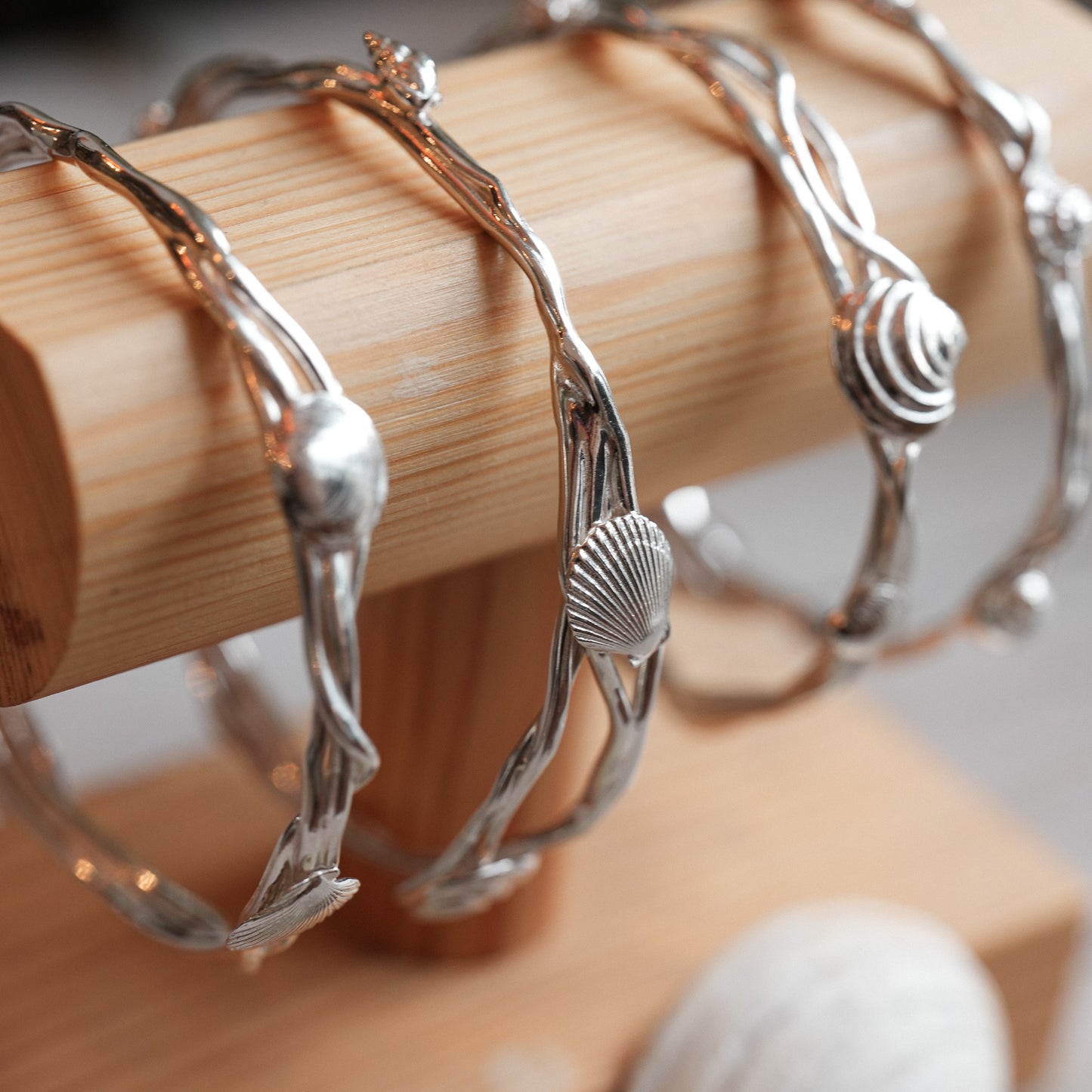 Sterling Silver Ocean Wave Shell Bangle