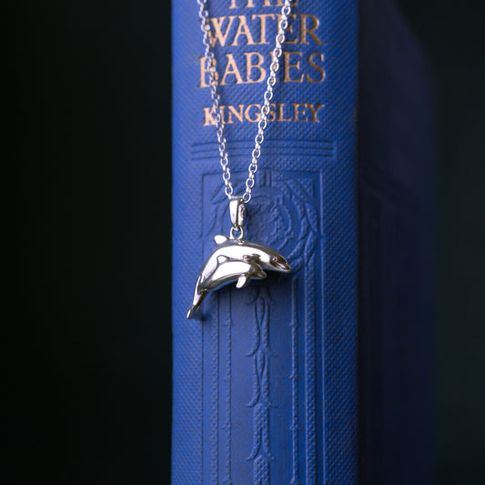 'Moonlight and Starlight' Bottlenose Dolphin Silver Pendant Necklace