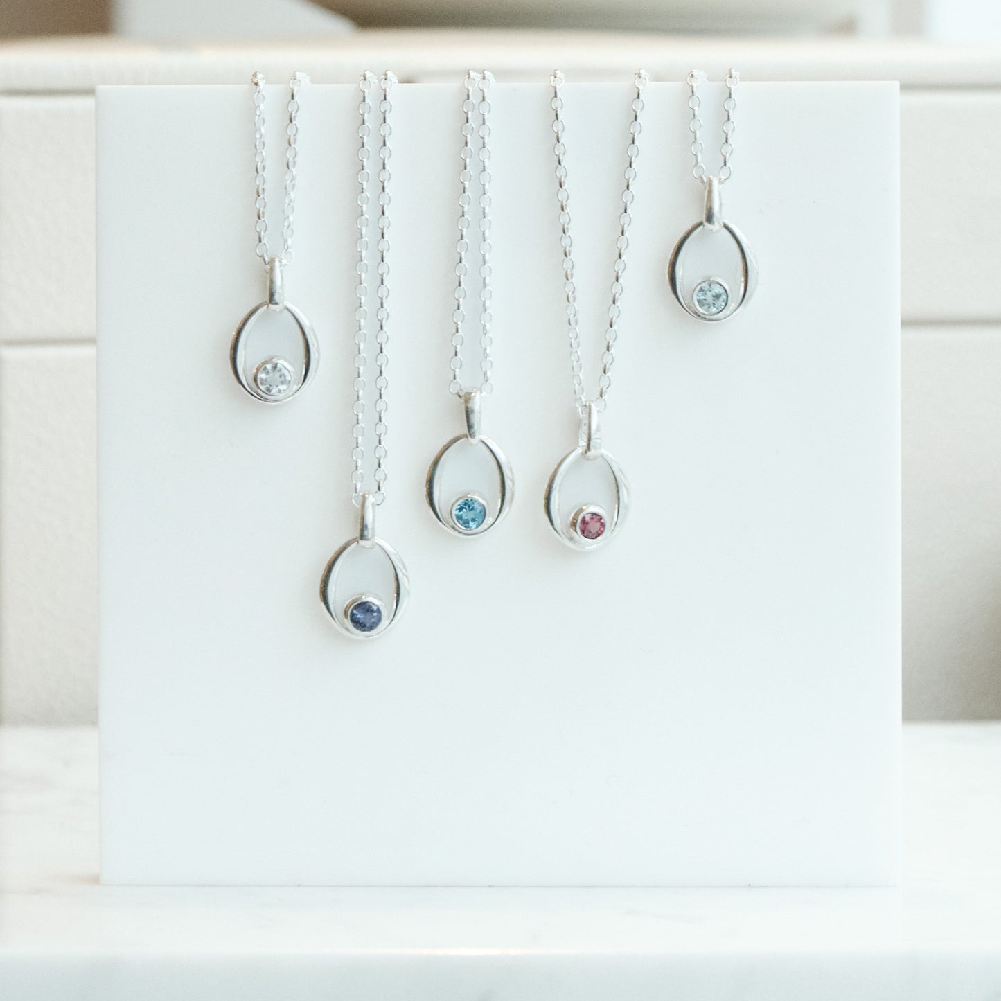 Gemstone Sterling Silver Necklace - Choose your stone