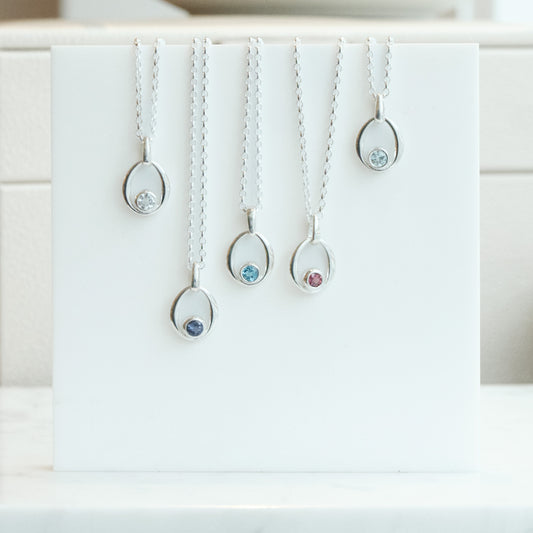Gemstone Sterling Silver Necklace - Choose your stone
