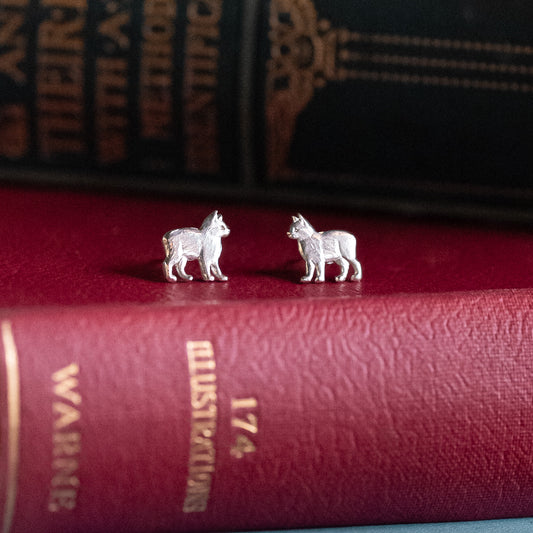 Silver Manx Cat Stud Earrings