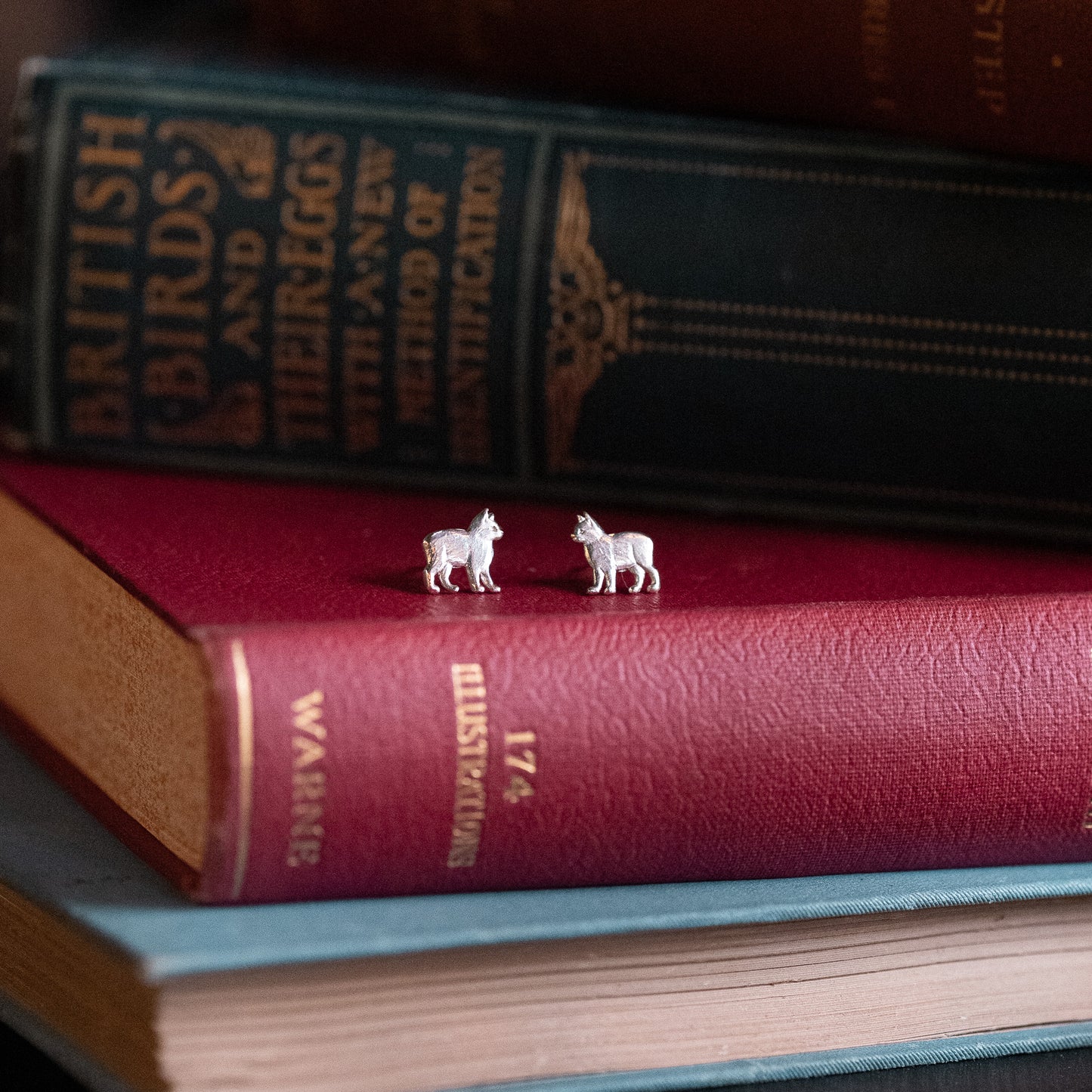 Silver Manx Cat Stud Earrings