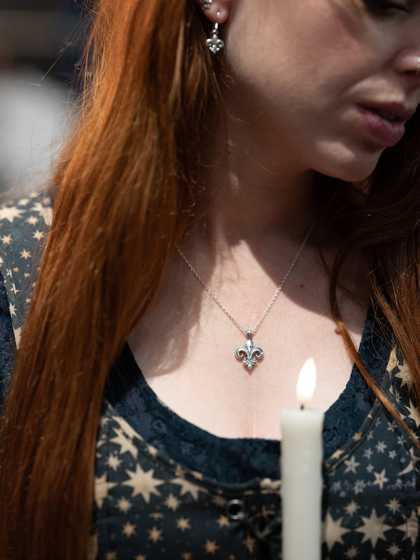 Fleur-de-lis Silver Pendant Necklace