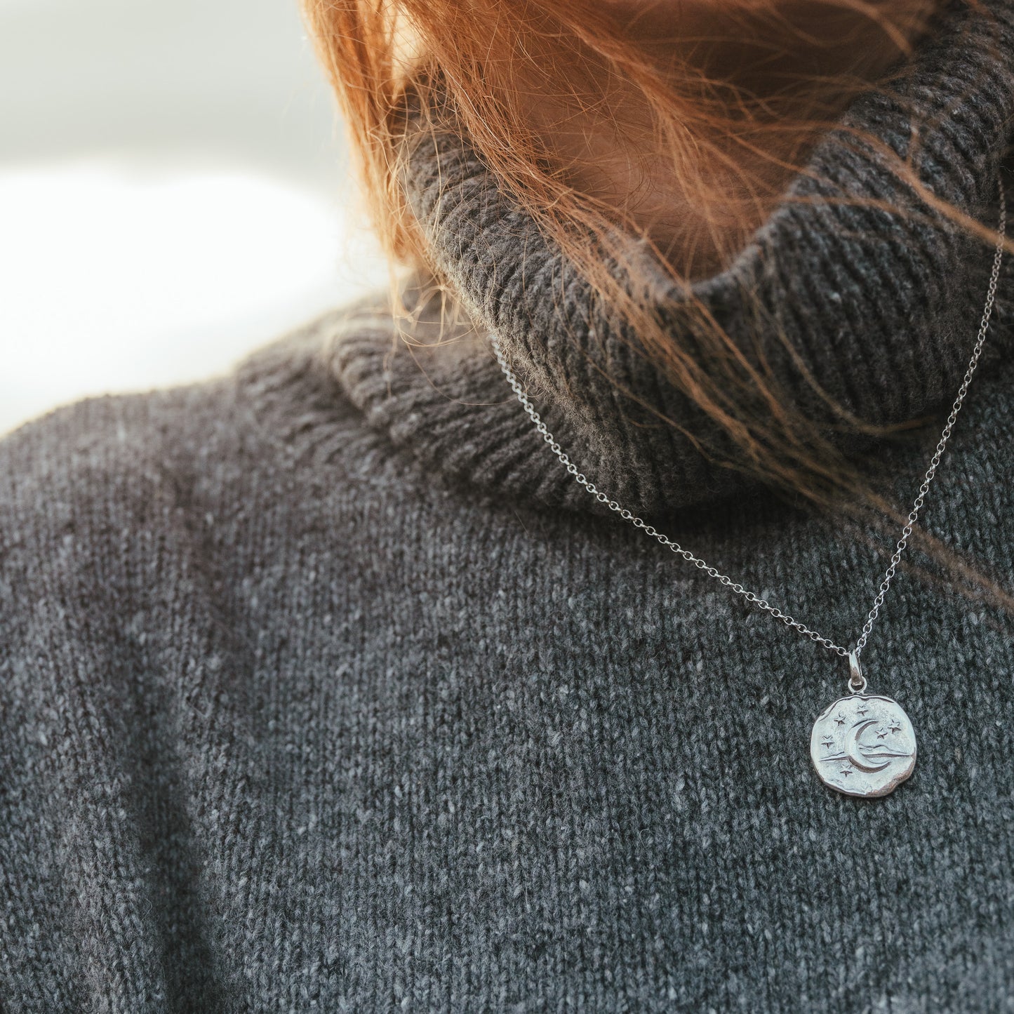 Celestial Element - Moon and Stars Small Coin Talisman Necklace