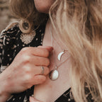 White Gold Full Moon Pendant Necklace