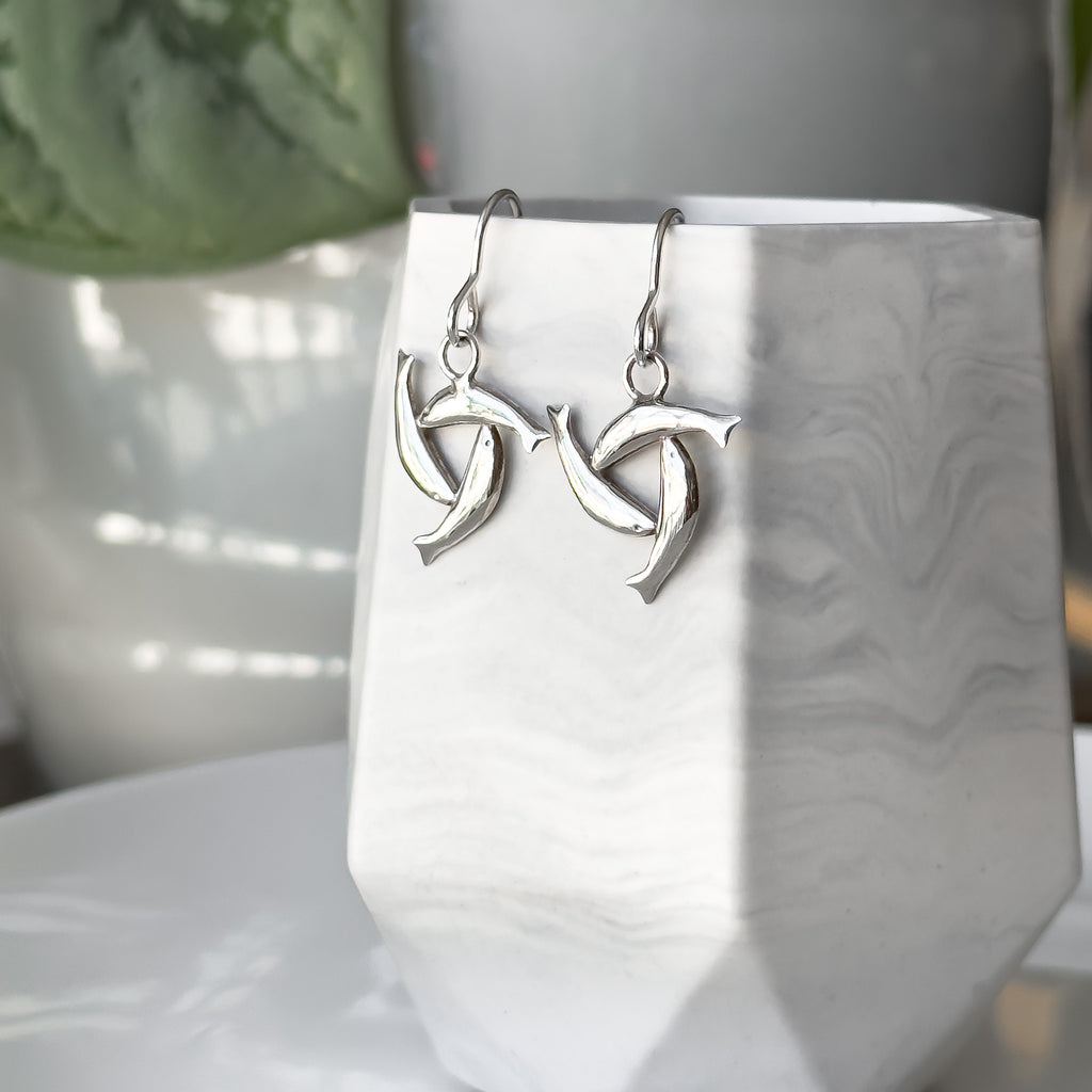 Sterling Silver Herring Triskel Dangle Earrings