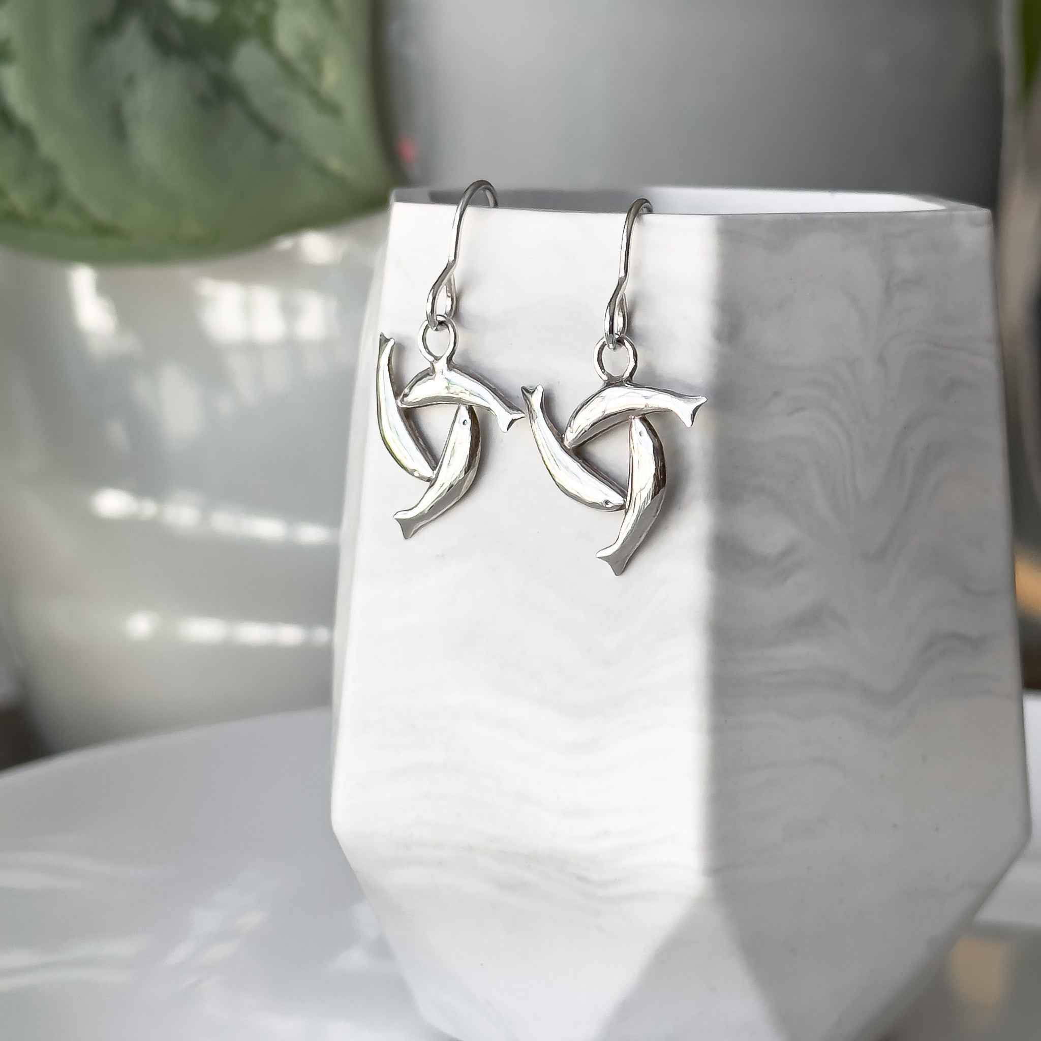 Sterling Silver Herring Triskel Dangle Earrings