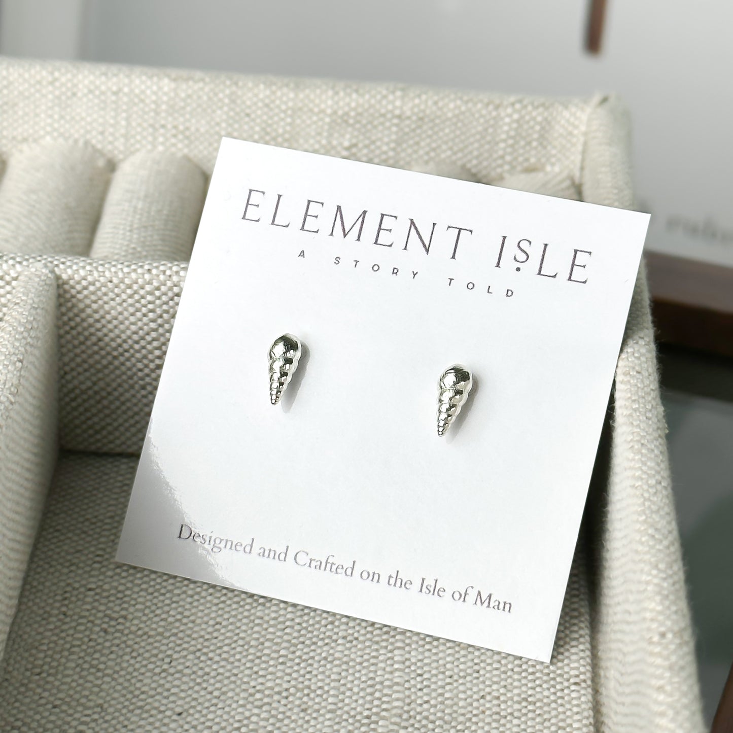 Silver Sand Dune 'Pointed Snail' Shell Stud Earrings