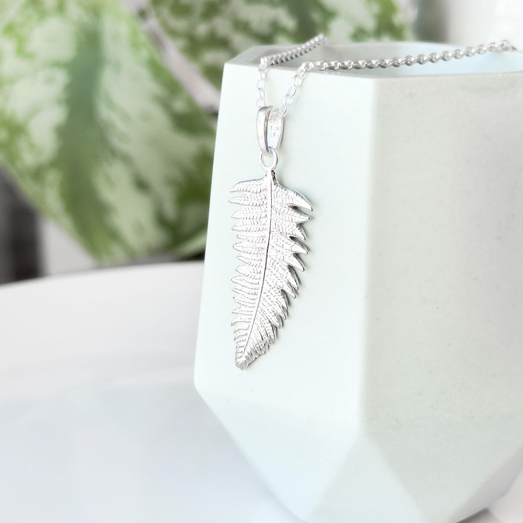 Large Sterling Silver Fern Necklace