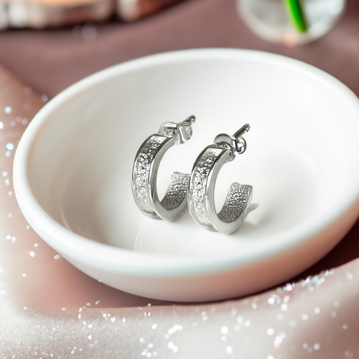 Stardust Sterling Silver Hoop Earrings