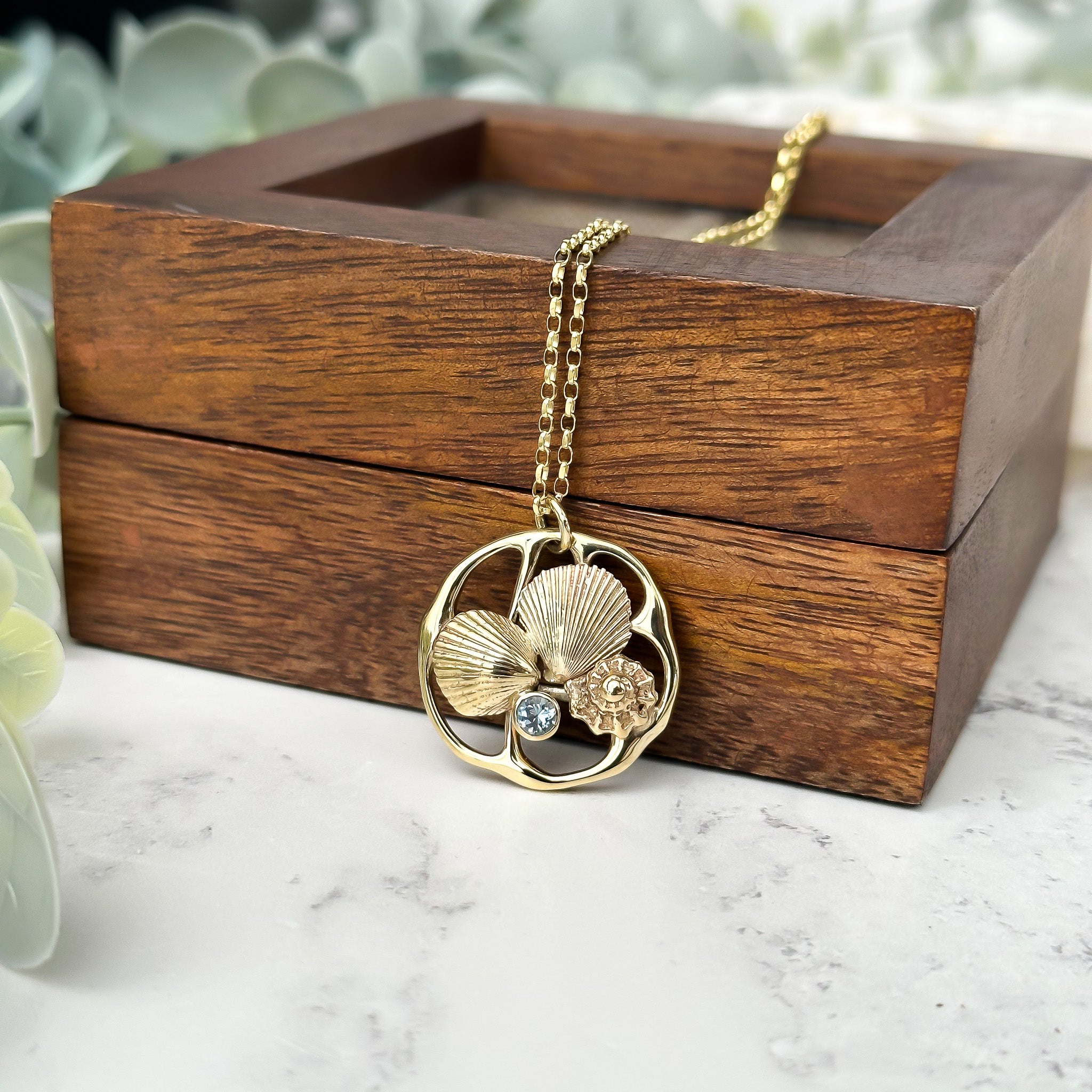 Beachcomber Gold Aquamarine Pendant Necklace - No. 1