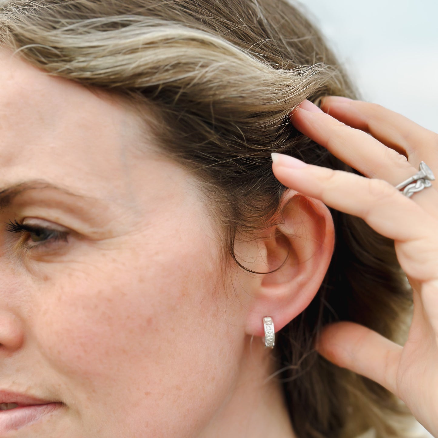 Stardust Sterling Silver Hoop Earrings