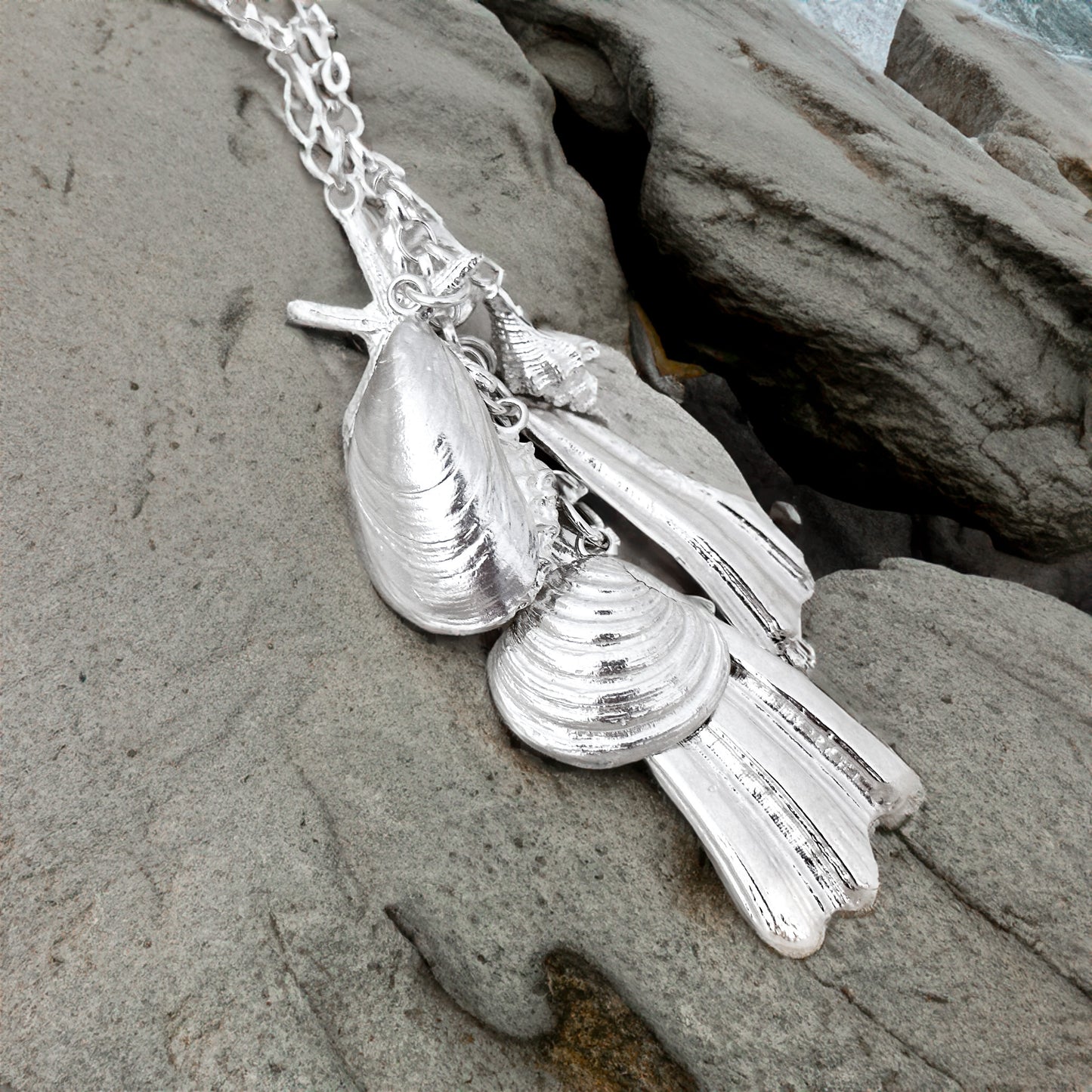 Shellseeker Long Sterling Silver Shell Necklace - No. 3