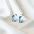 Tyr - Bifröst Silver Enamel Hoop Earrings (Sky Blue)
