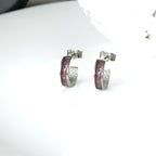 Freyja - Bifröst Silver Enamel Hoop Earrings (Deep Rose Pink)