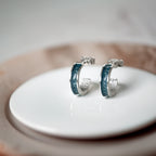 Skadi - Bifröst Silver Enamel Hoop Earrings (Storm Blue)
