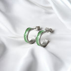 Eostre - Bifröst Silver Enamel Hoop Earrings (Lime Green)