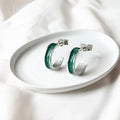 Jörð  - Bifröst Silver Enamel Hoop Earrings (Forest Green)