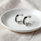 Odin - Bifröst Silver Enamel Hoop Earrings (Charcoal Grey)
