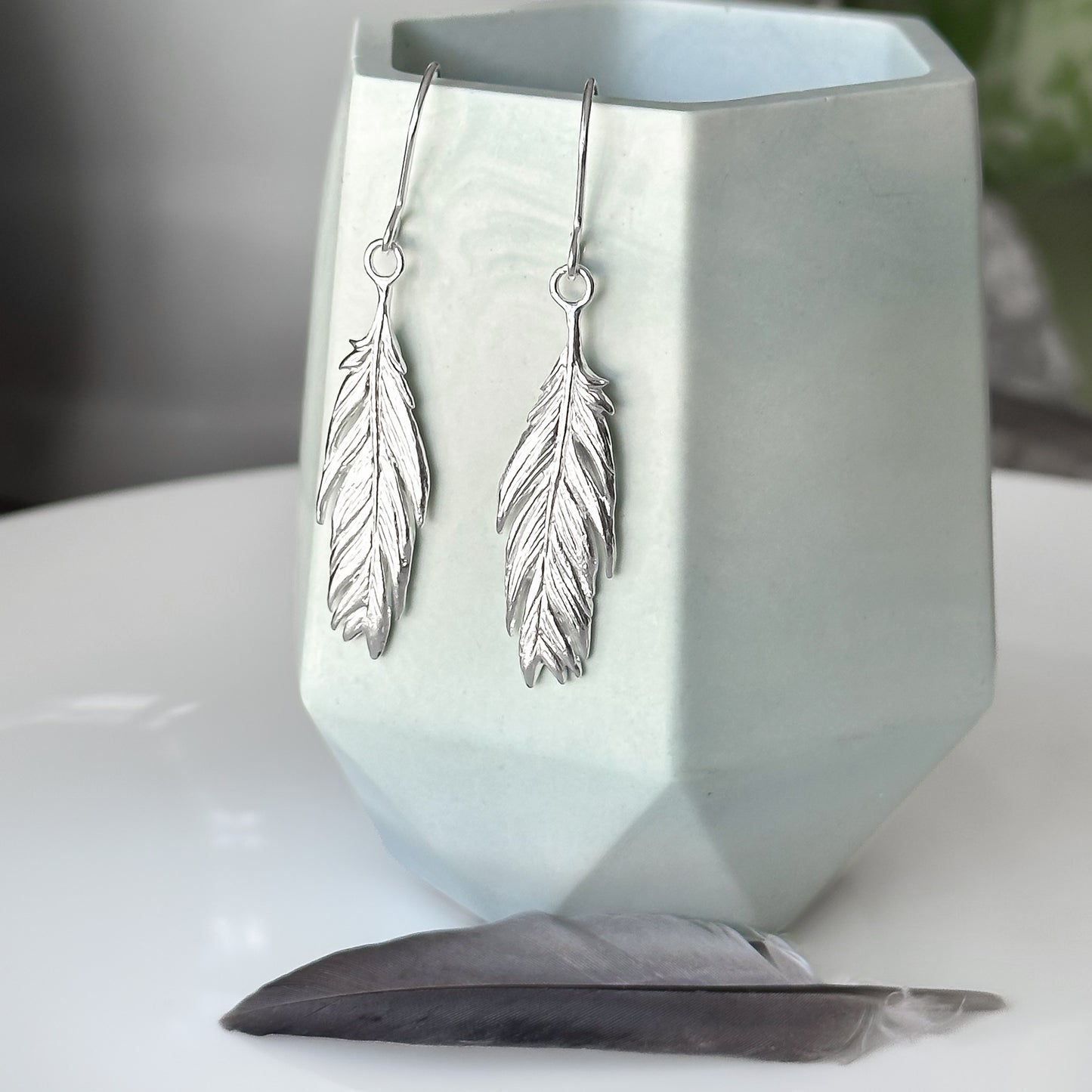 Sterling Silver Feather Earrings