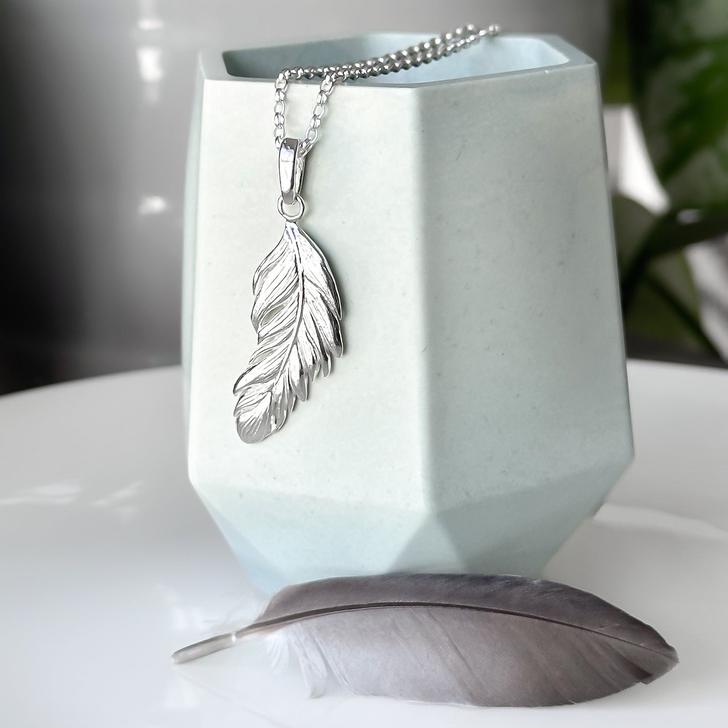 Sterling Silver Feather Necklace