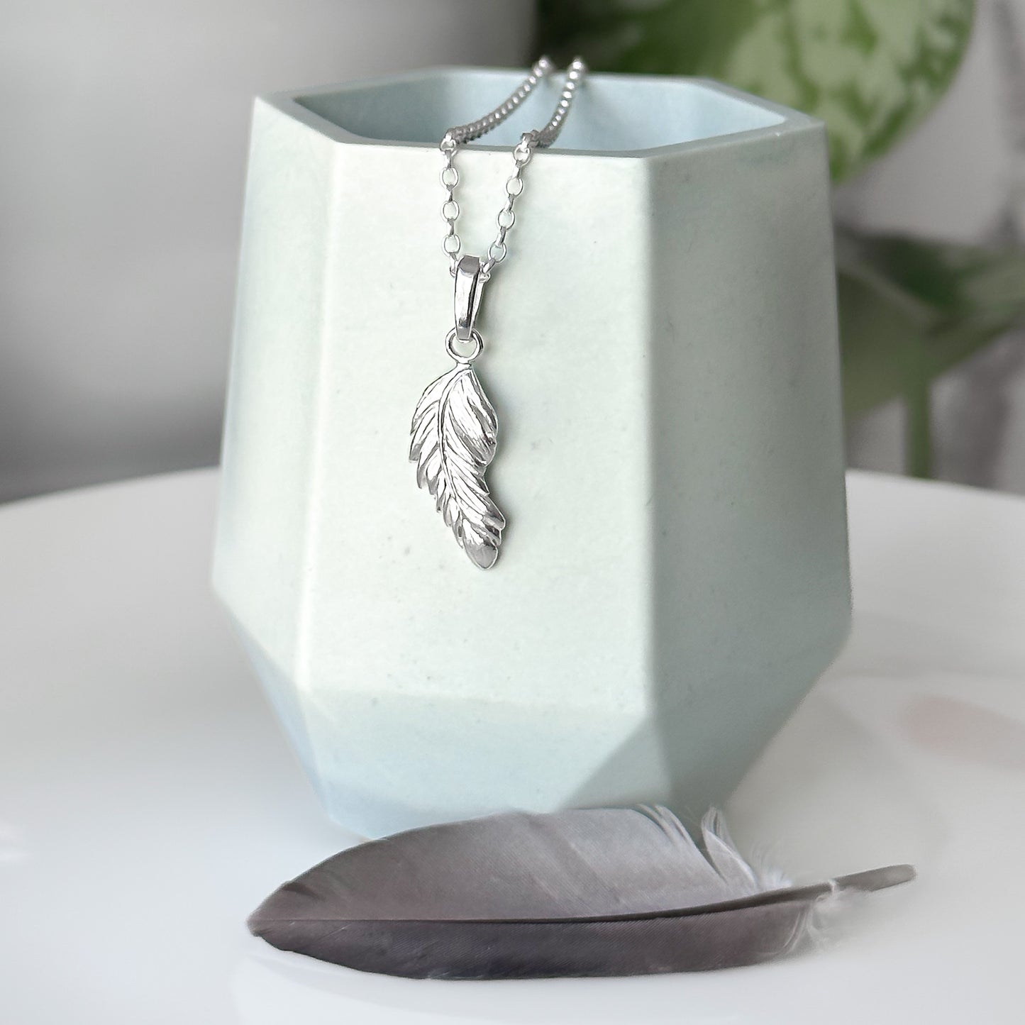 Sterling Silver Feather Necklace