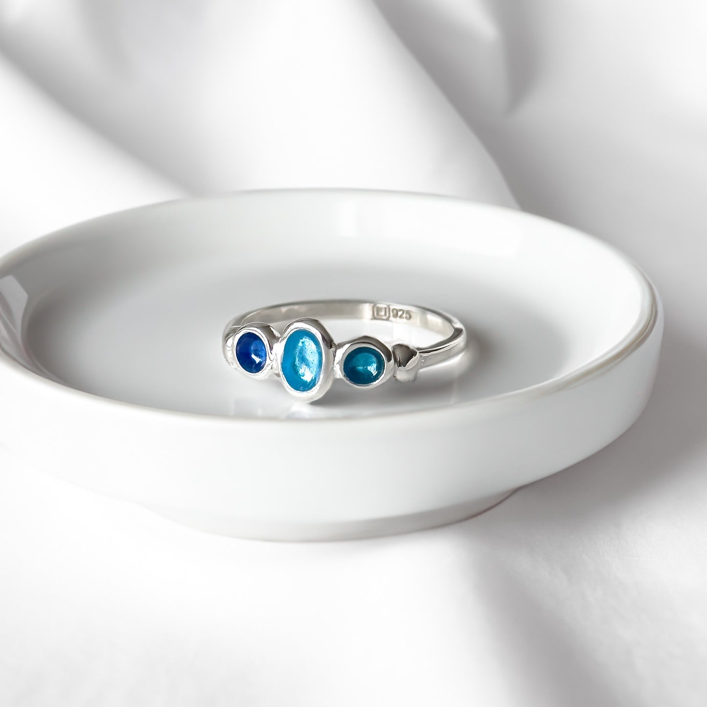 Summer Shores Blue Enamel Silver Balance Ring