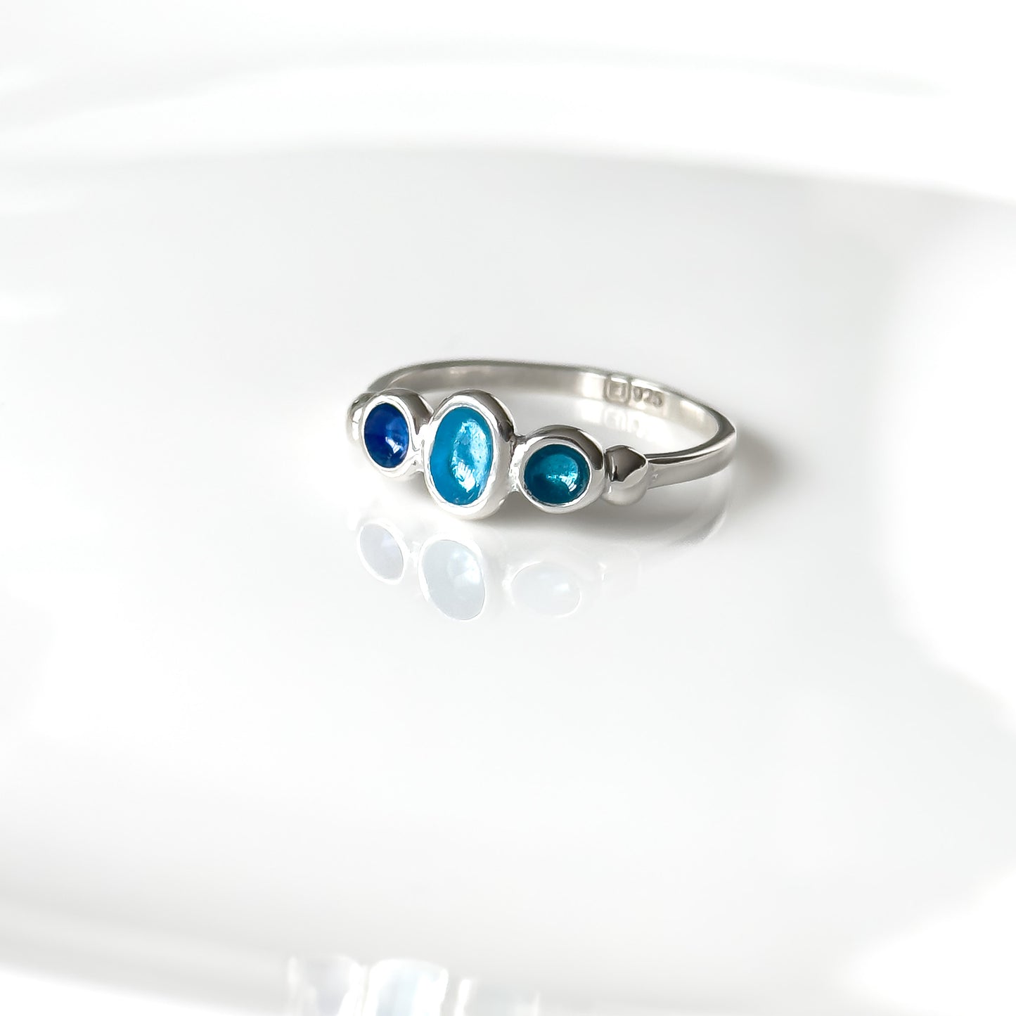 Summer Shores Blue Enamel Silver Balance Ring