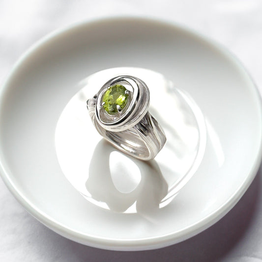 One of a Kind Drift Sterling Silver Ring with Peridot - Size P