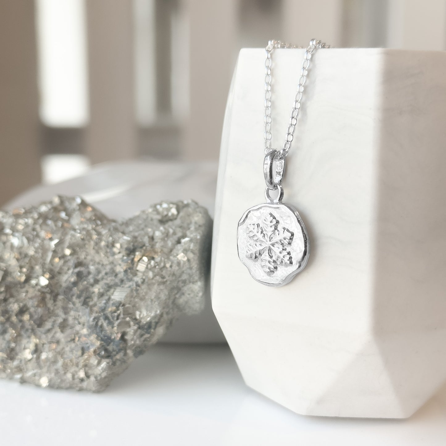 Winter Element - Snowflake Coin Talisman Necklace