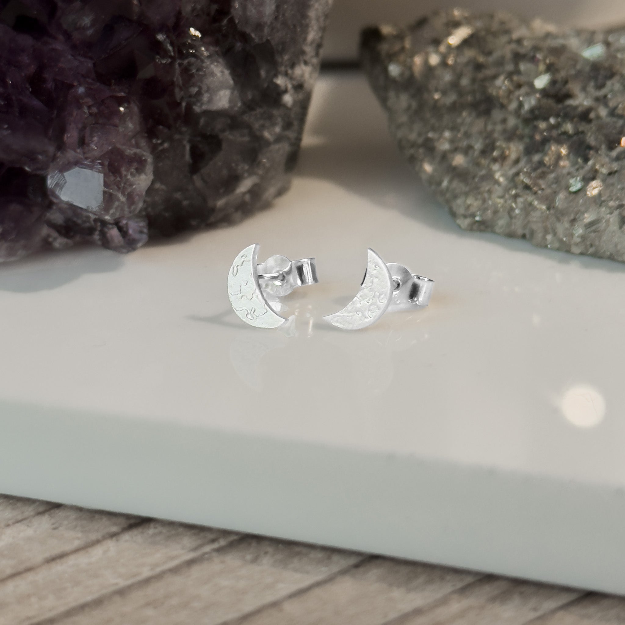 Crescent Moon Stud Earrings