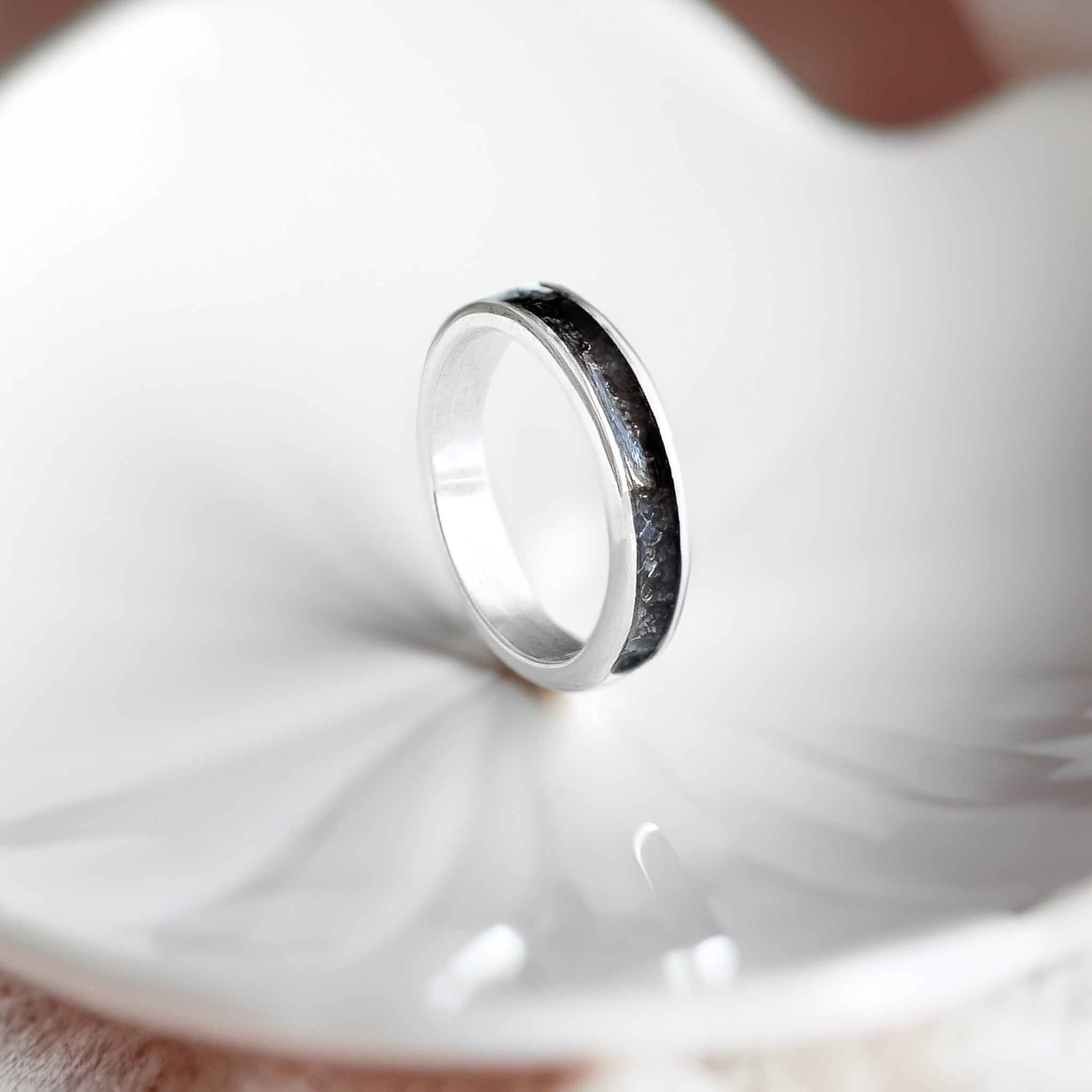 Odin - Bifröst Silver Enamel Ring (Charcoal Grey)