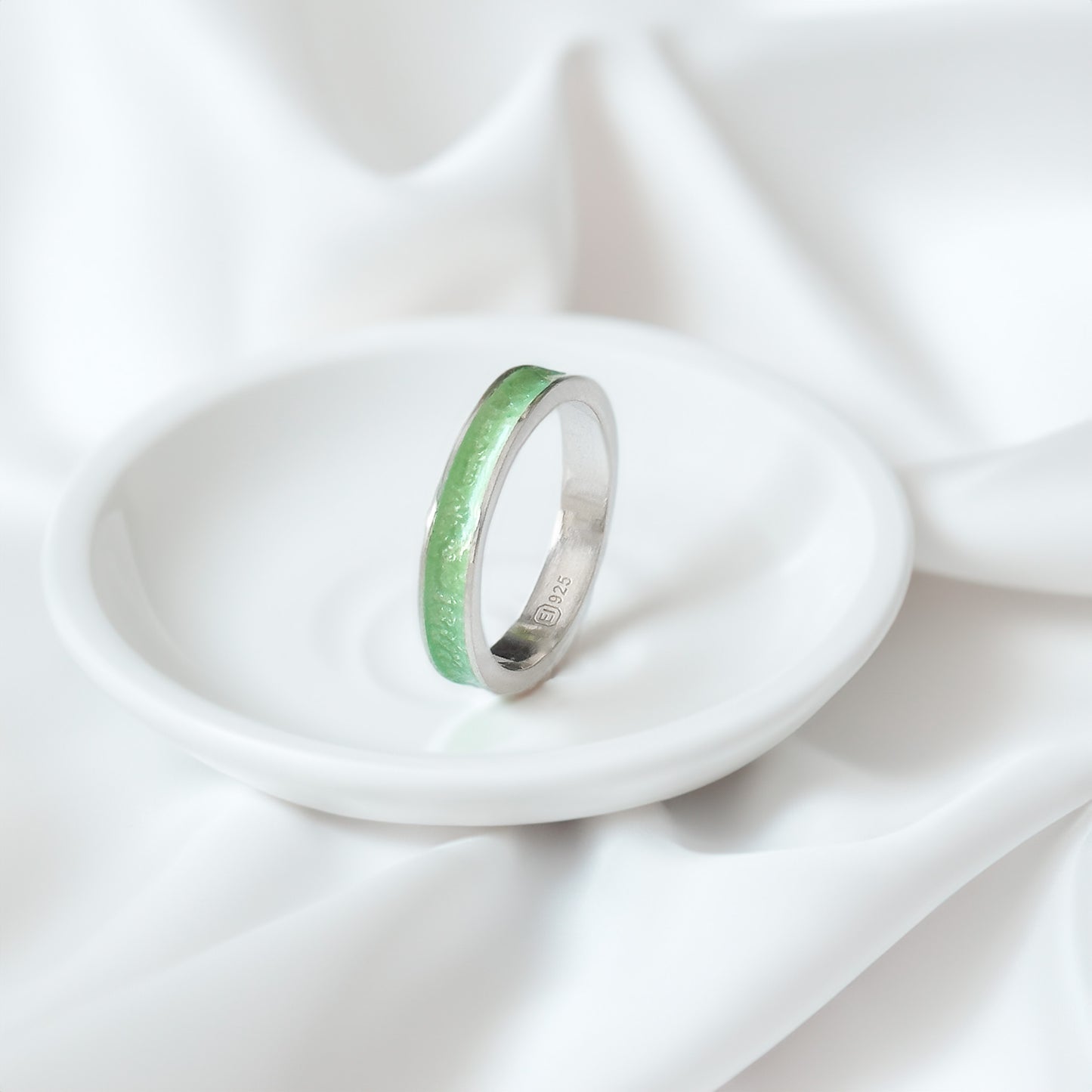 Eostre - Bifröst Silver Enamel Ring (Lime Green)