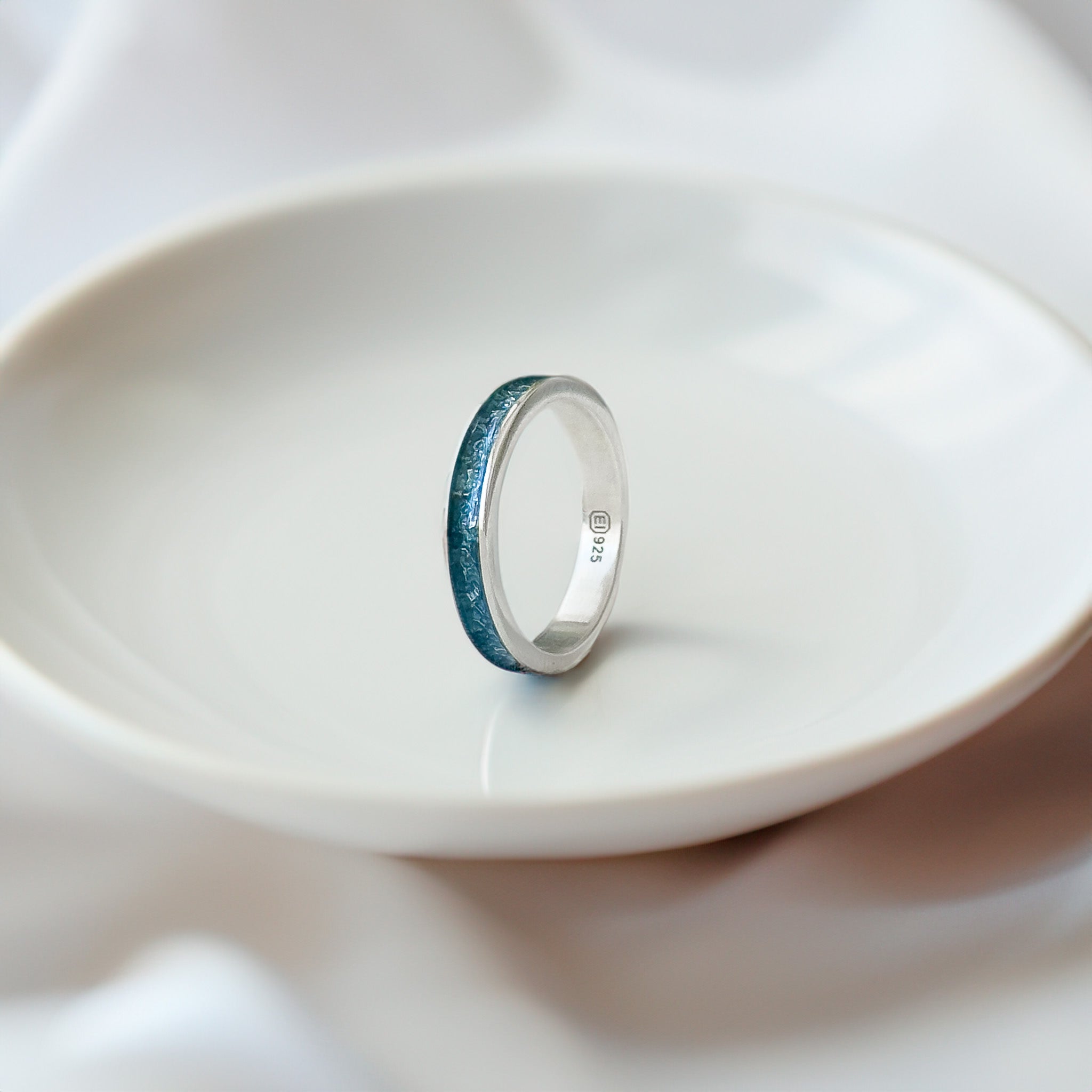 Skadi - Bifröst Silver Enamel Ring (Storm Blue)