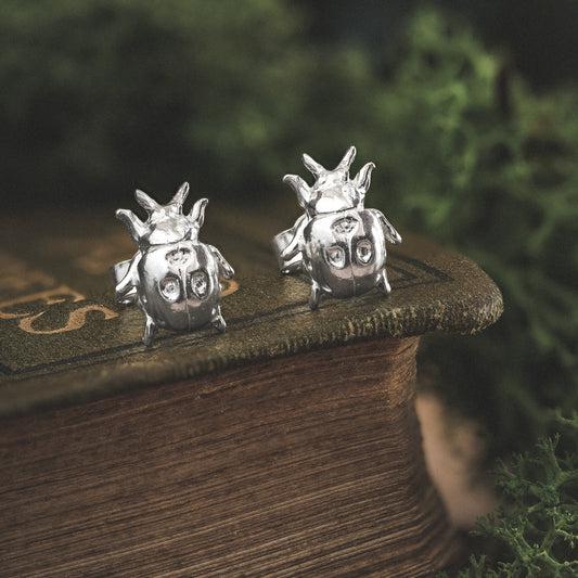 Silver Ladybird Stud Earrings