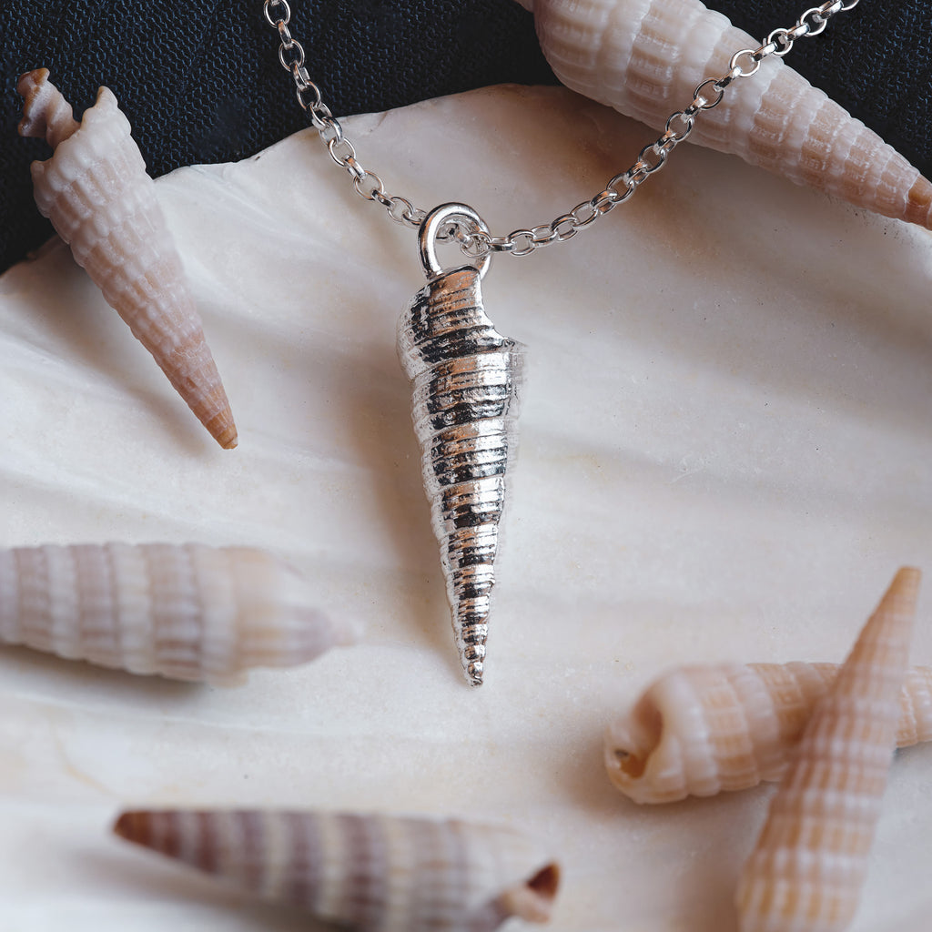 Silver Auger Shell Necklace