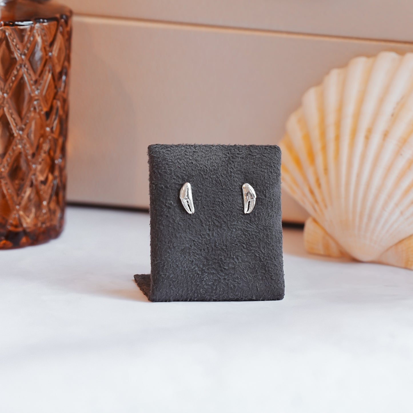 Tiny Sterling Silver Crab Claw Stud Earrings