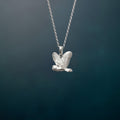 Flying Barn Owl Sterling Silver Necklace