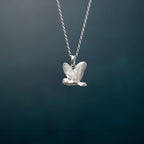 Flying Barn Owl Sterling Silver Necklace