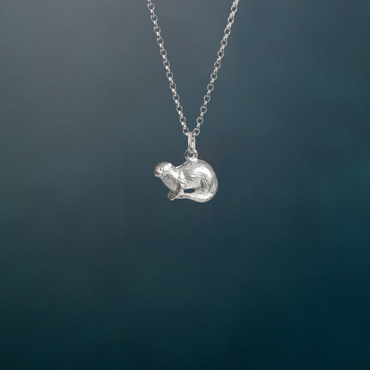 Sterling Silver Small Otter Charm Necklace